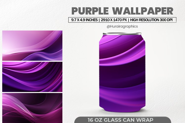 Purple Wallpaper Glass Can Wrap,16 Oz Tumbler Sublimation