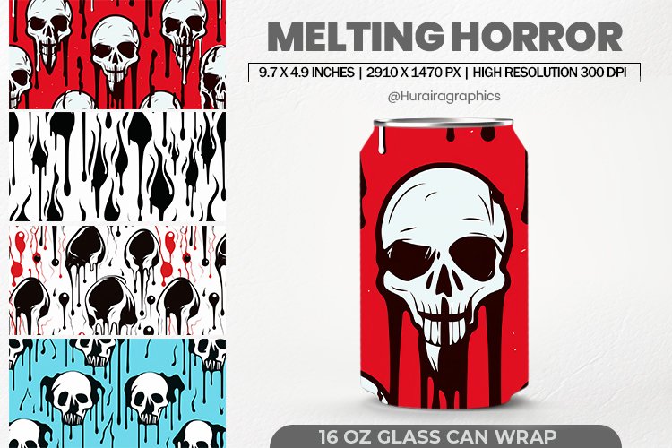 Melting Horror Glass Can Wrap,16 Oz Tumbler Sublimation
