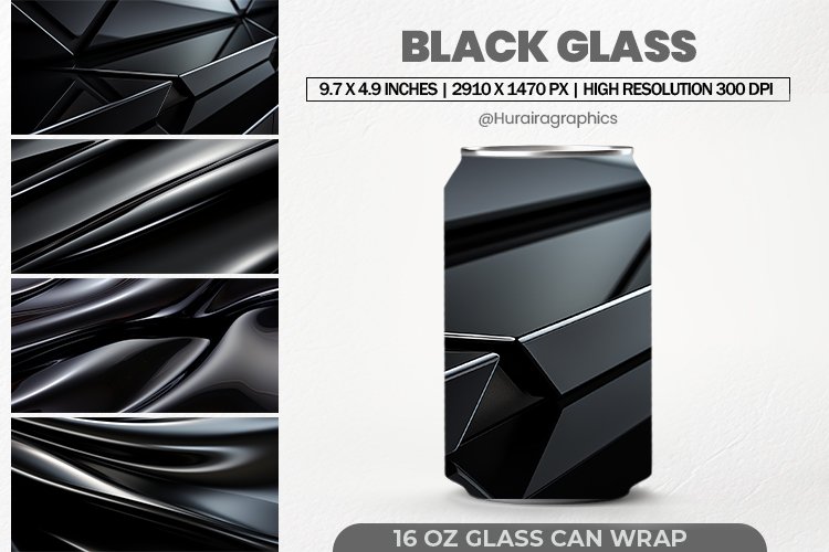Black Glass Can Wrap, 16 Oz Tumbler Sublimations example image 1