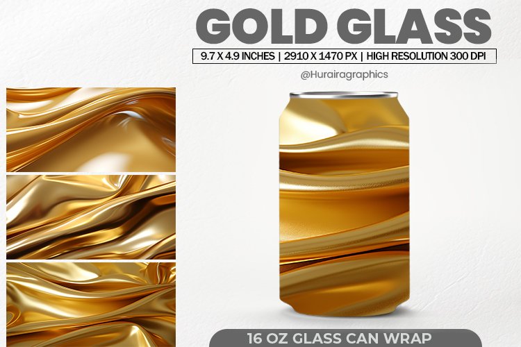 Gold Glass Can Wrap,16 Oz Tumbler Sublimation