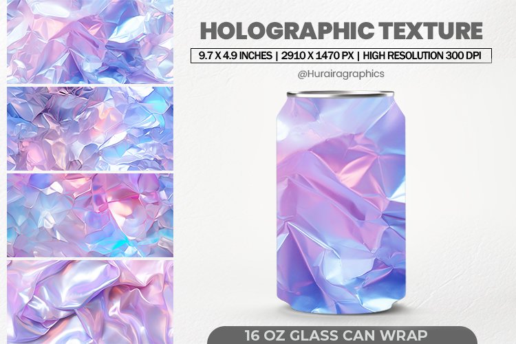 Holographic Texture Glass Can Wrap,16 Oz Tumbler Sublimation