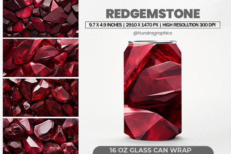 RedGemstone Glass Can Wrap,16 Oz Tumbler Sublimation