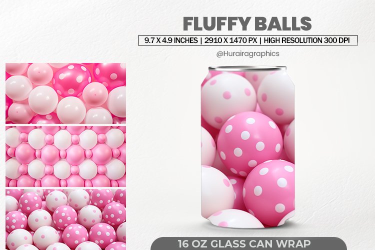 Fluffy Balls Glass Can Wrap,16 Oz Tumbler Sublimation