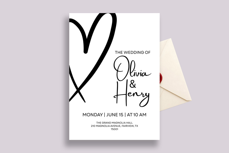 Minimalist Wedding Invitation Canva Template