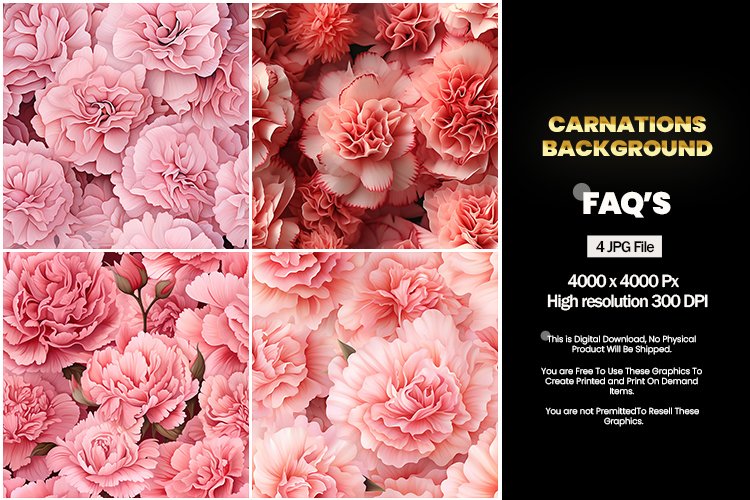 Carnations background Square Coaster - 04 Variations