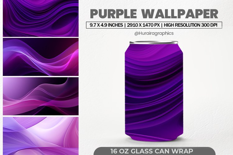 Purple Wallpaper Glass Can Wrap,16 Oz Tumbler Sublimation