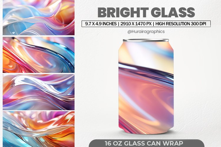 Bright Glass Can Wrap, 16 Oz Tumbler Sublimation example image 1