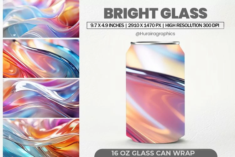 Bright Glass Can Wrap, 16 Oz Tumbler Sublimation