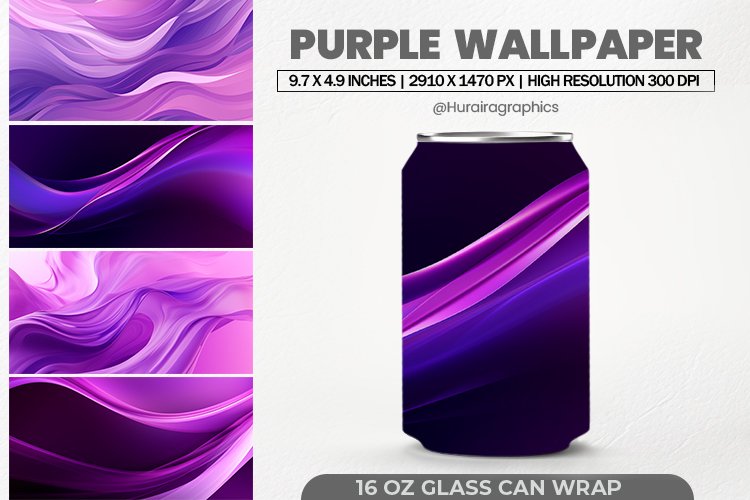 Purple Wallpaper Glass Can Wrap,16 Oz Tumbler Sublimation