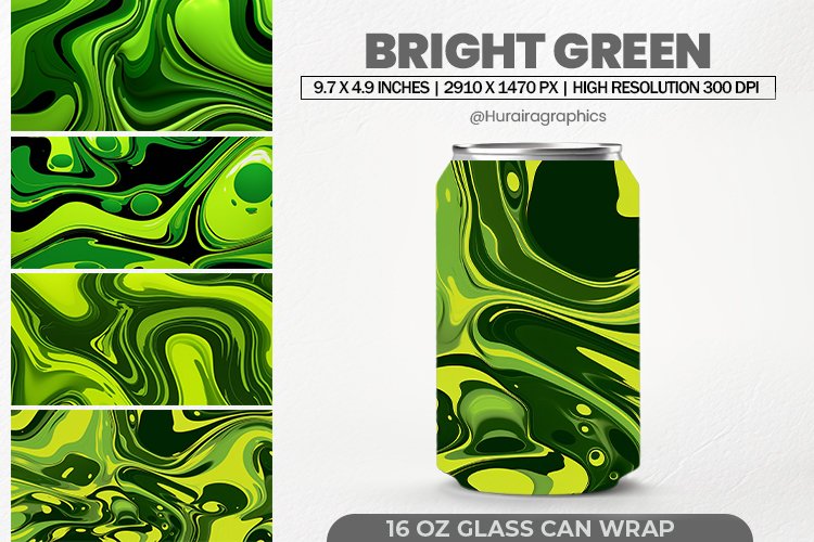 Bright Green Glass Can Wrap, 16 Oz Tumbler Sublimation