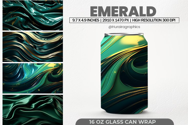 Emerald Glass Can Wrap,16 Oz Tumbler Sublimation