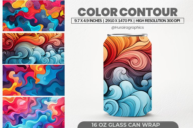 Color Contour Glass Can Wrap, 16 Oz Tumbler Sublimation