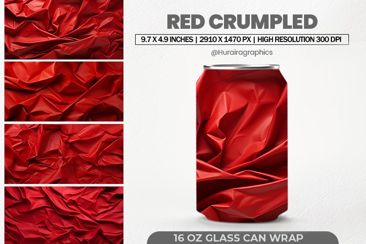 Red Crumpled Glass Can Wrap,16 Oz Tumbler Sublimation
