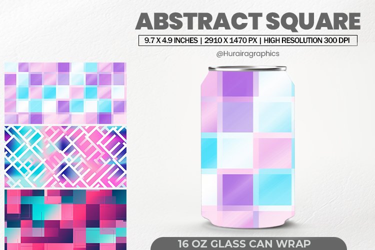 Abstract Square Can Wrap, 16 Oz Tumbler Sublimation