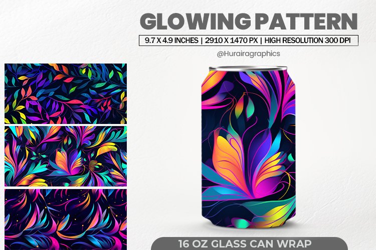 Glowing Pattern Glass Can Wrap,16 Oz Tumbler Sublimation