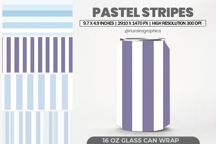 Pastel Stripes Glass Can Wrap,16 Oz Tumbler Sublimation