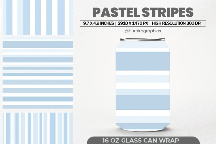 Pastel Stripes Glass Can Wrap,16 Oz Tumbler Sublimation