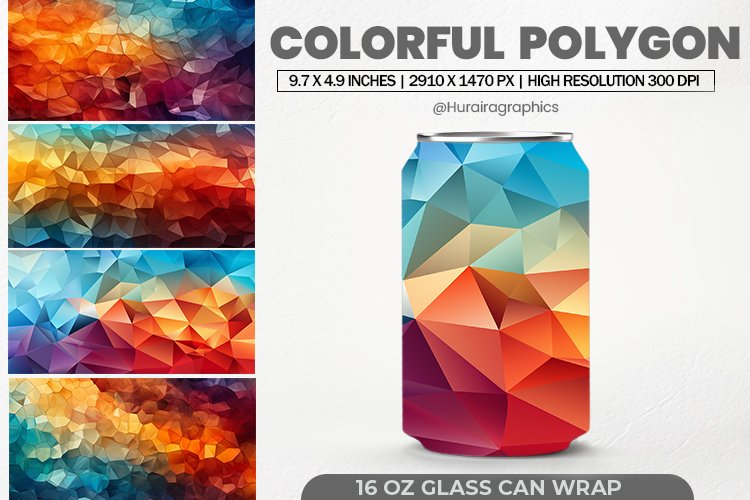 Colorful Polygon Glass Can Wrap,16 Oz Tumbler Sublimation example image 1
