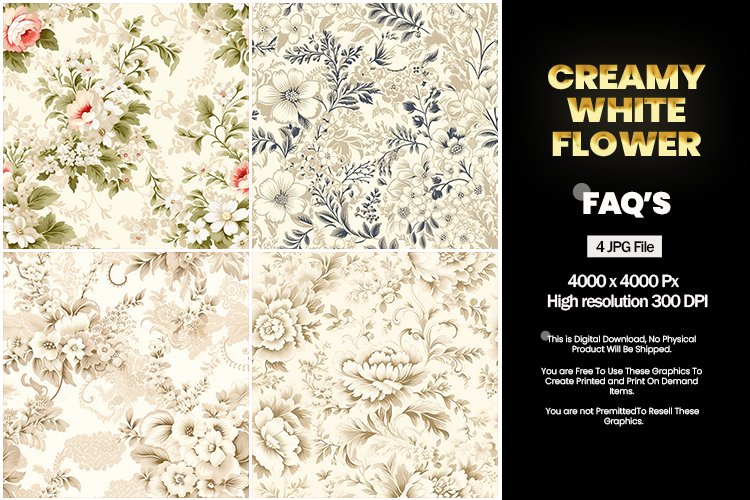 Creamy white flower Square Coaster - 04 Variations