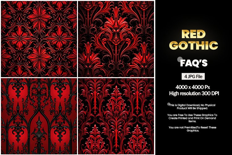 Red Gothic Square Coaster - 04 Variations