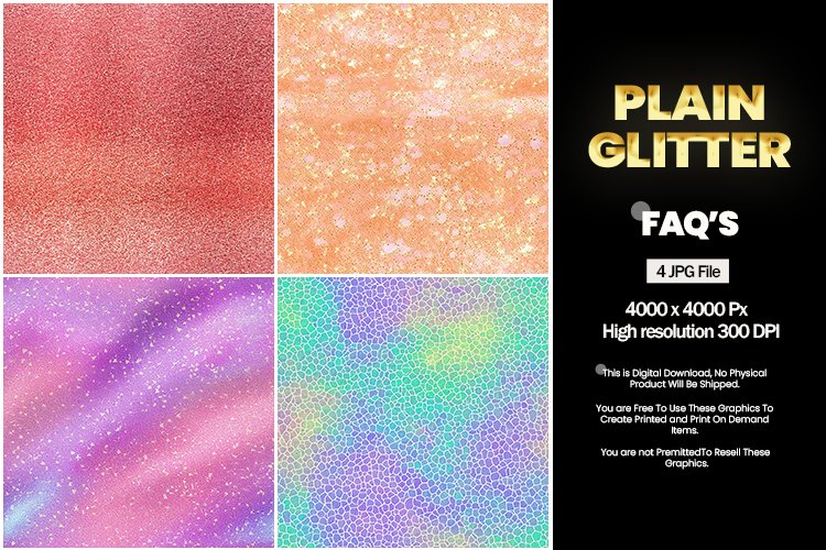 Plain Glitter Square Coaster - 04 Variations