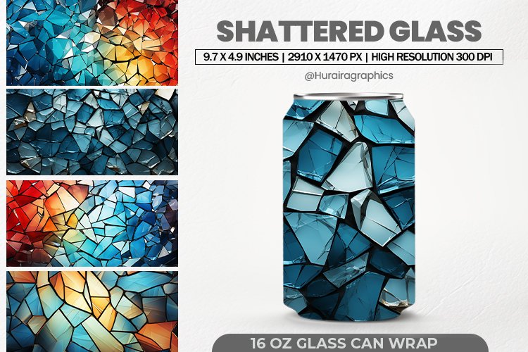 Shattered Glass Can Wrap,16 Oz Tumbler Sublimation