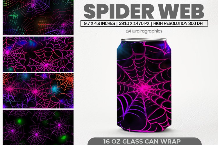 Spider Web Glass Can Wrap,16 Oz Tumbler Sublimation