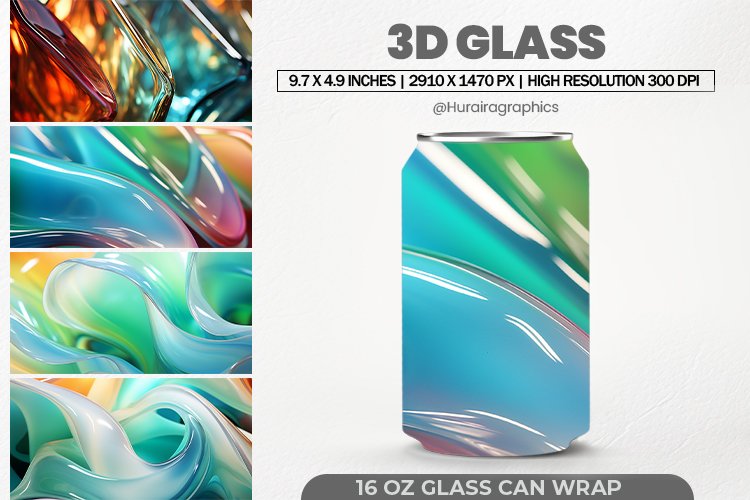 3d Glass Can Wrap, 16 Oz Tumbler Sublimation