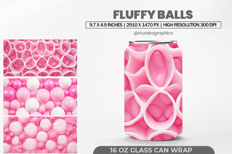 Fluffy Balls Glass Can Wrap,16 Oz Tumbler Sublimation