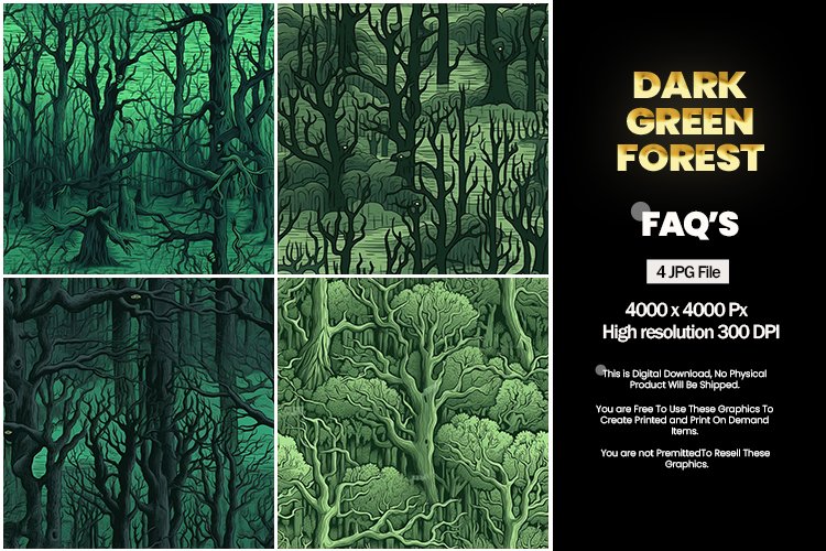 Dark Green Forest Square Coaster - 04 Variations