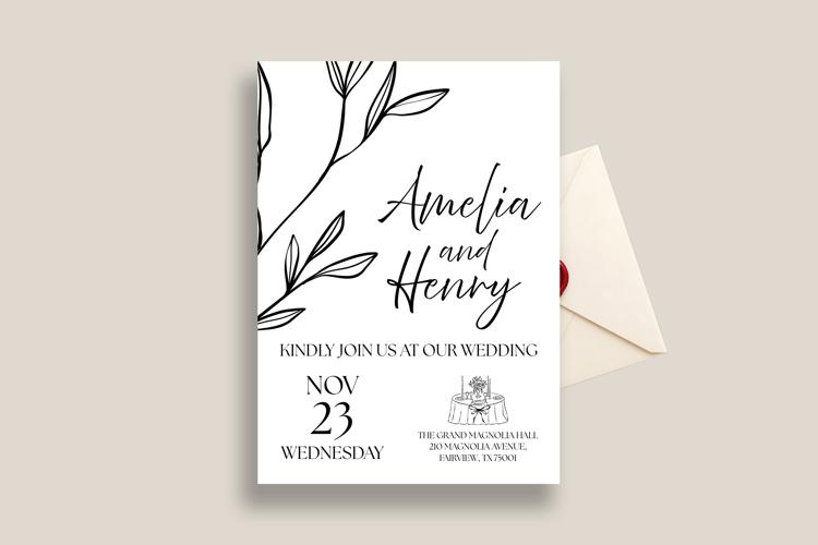 Minimalist Wedding Invitation Canva Template