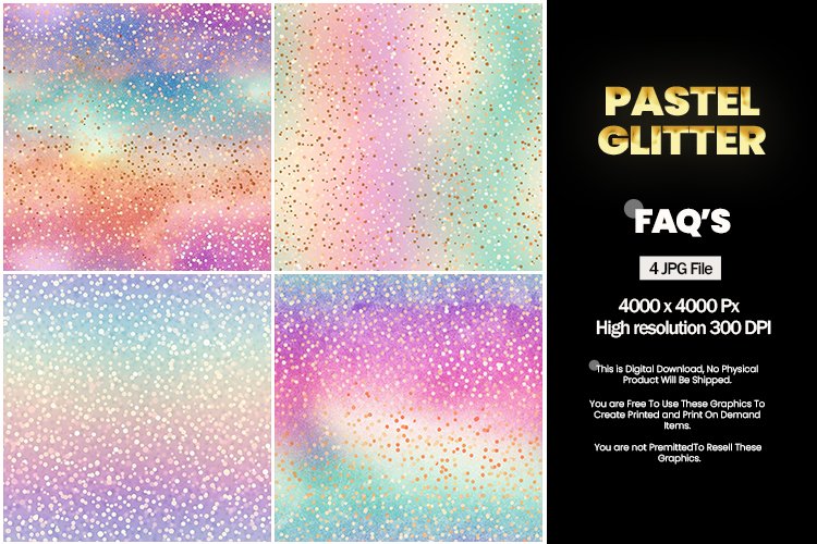 Pastel Glitter Square Coaster - 04 Variations