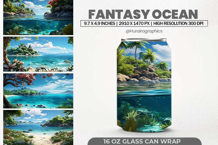 Fantasy Ocean Glass Can Wrap,16 Oz Tumbler Sublimation