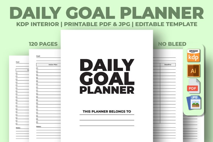 Daily Goal Planner KDP Interior (2158051) Planner Templates Design