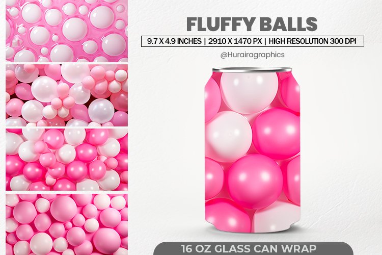 Fluffy Balls Glass Can Wrap,16 Oz Tumbler Sublimation