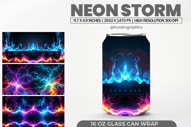 Neon Storm Glass Can Wrap,16 Oz Tumbler Sublimation
