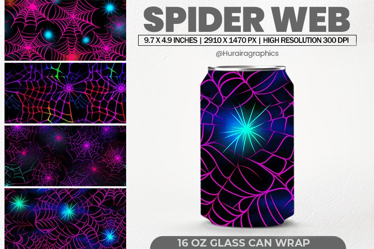 Spider Web Glass Can Wrap,16 Oz Tumbler Sublimation