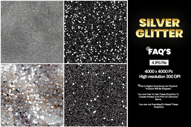 Silver Glitter Square Coaster - 04 Variations