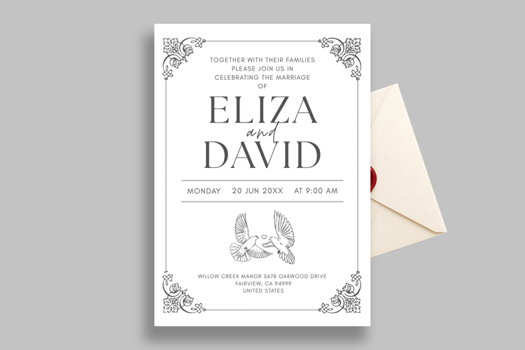 Minimalist Wedding Invitation Canva Template