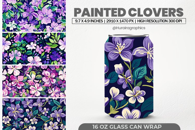 Painted Clovers Glass Can Wrap,16 Oz Tumbler Sublimation