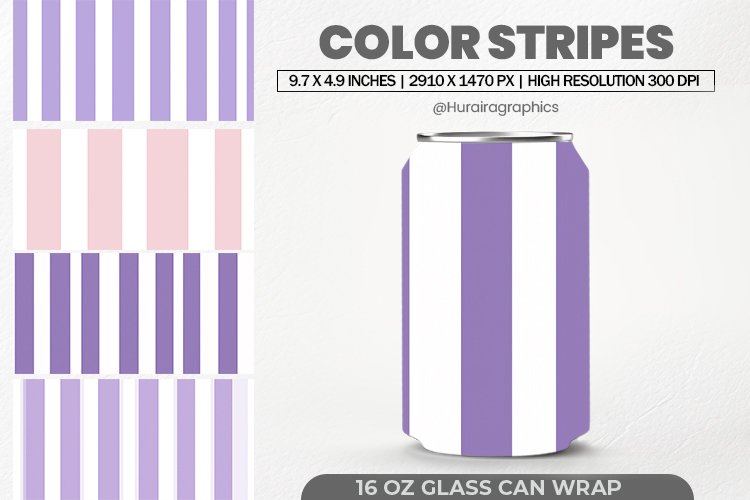 Color Stripes Glass Can Wrap, 16 Oz Tumbler Sublimation
