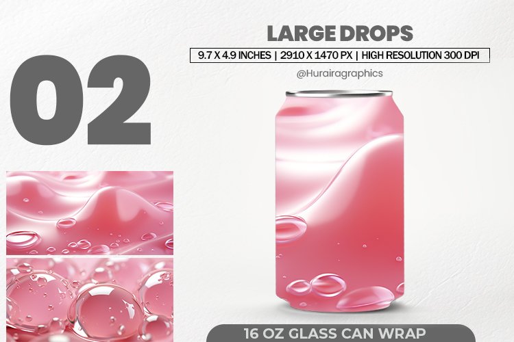 Large Drops Glass Can Wrap,16 Oz Tumbler Sublimation