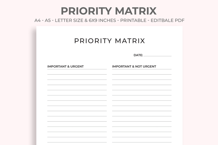Priority Matrix Printable