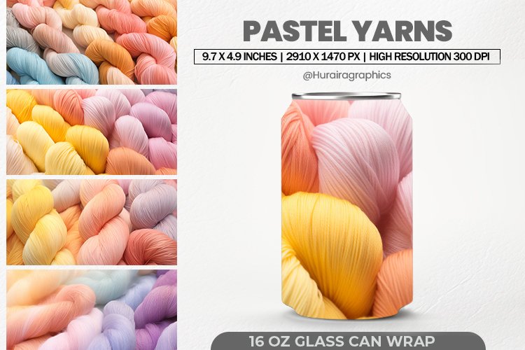 Pastel Yarns Glass Can Wrap,16 Oz Tumbler Sublimation