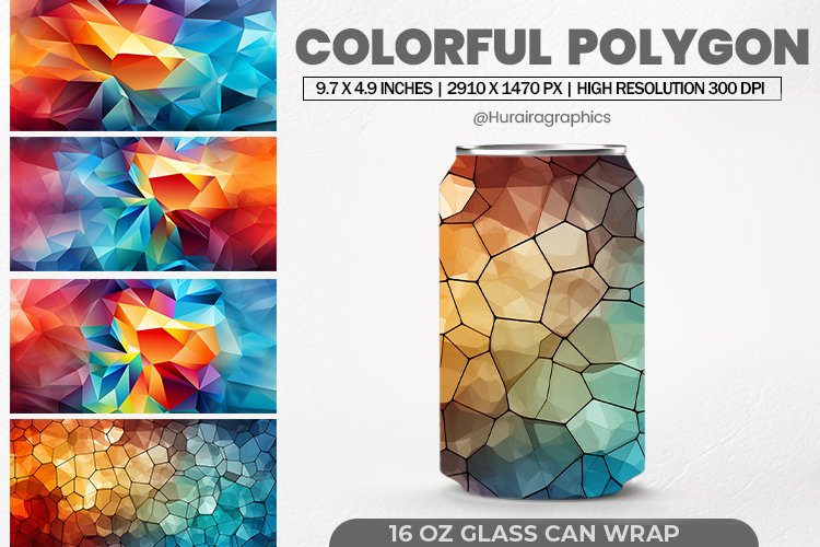 Colorful Polygon Glass Can Wrap,16 Oz Tumbler Sublimation example image 1