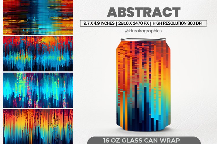 Abstract Glass Can Wrap, 16 Oz Tumbler Sublimation