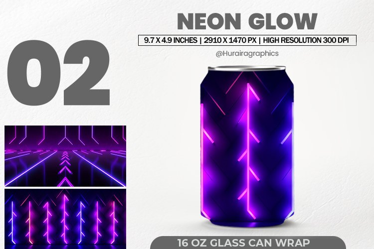 Neon Glow Glass Can Wrap,16 Oz Tumbler Sublimation