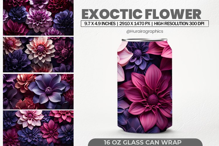 Exoctic Flower Glass Can Wrap,16 Oz Tumbler Sublimation