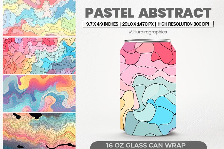 Pastel Abstract Glass Can Wrap,16 Oz Tumbler Sublimation