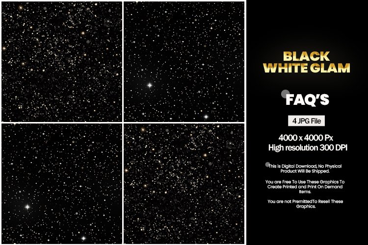 Black White Glam Square Coaster - 04 Variations
